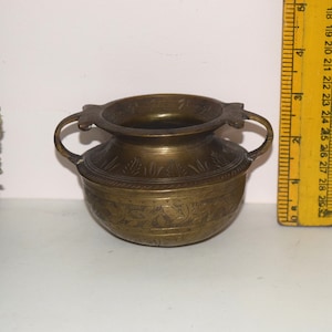 Low Bowl Handles Kalash Copper Brass Gangajal Lota | Decorative Water Pot Shivling Jalabhishek Milk Jar | Weight- 480 Grams Approx.