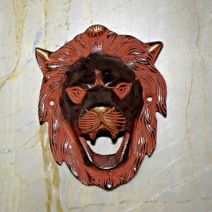 Decorazione da parete in ottone con volto di leone ruggente / Decorazione da parete / Decorazione da porta