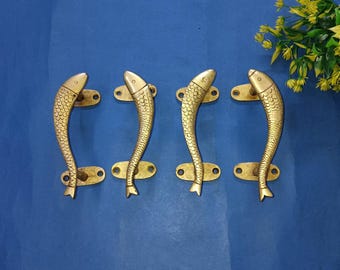 真鍮製の人魚の変わりハンドル/取っ手　扉に　緑 美術品・アンティーク・コレクション 真鍮製の人魚の変わりハンドル