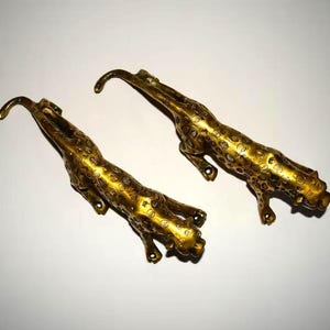 Roman Leopard Theme Door Puller | Brass Jaguar Figurine Door Handle Pair KWB