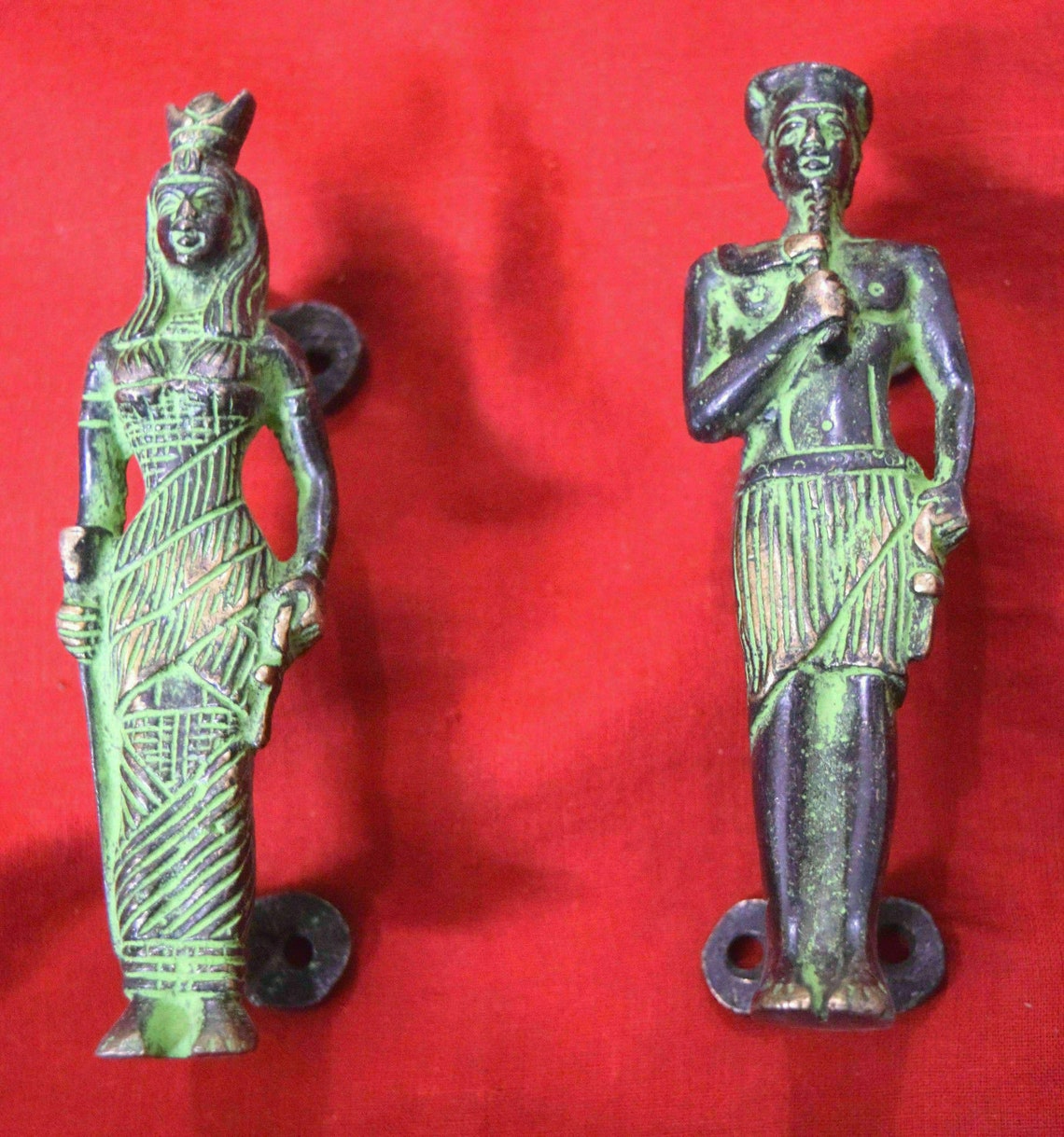 Egyptian Door Handle Brass King Queen Figurine Door Pull Etsy