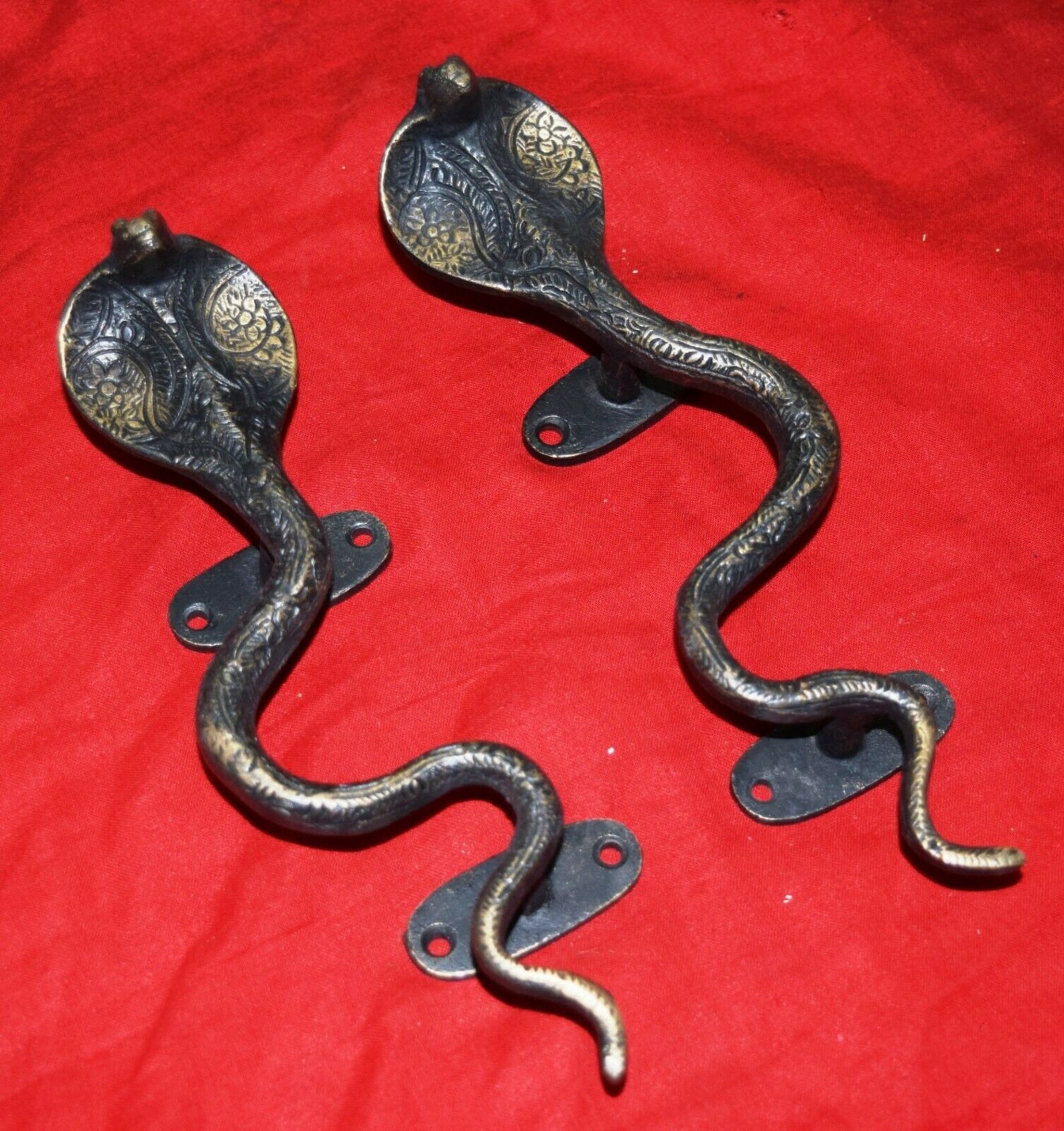 Brass Cobra Snake Door Handle 8.5 Inches Long Black Cobra Etsy