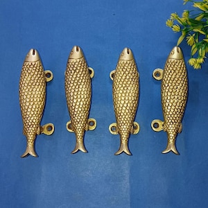 Nautical Fish Craft binnendeurkruk | Gemaakt van messing restaurantdeurkruk (02 paar - 04 stuks)