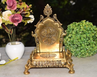 Brass Floral Design Art Throne | Handmade Temple Decorative Singhasan | God Seat Chowki