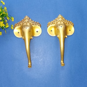 Klamka do drzwi 9,5" z motywem Ganesha | Mosiężny uchwyt do drzwi z motywem hinduskiego boga | Akcesoria do drzwi