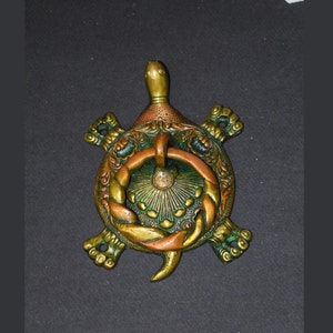 Handmade Ocean Turtle Door Knocker | Brass Terrapin Almirah Doorbell Ring | Chinese Reception Housewarming Ideas