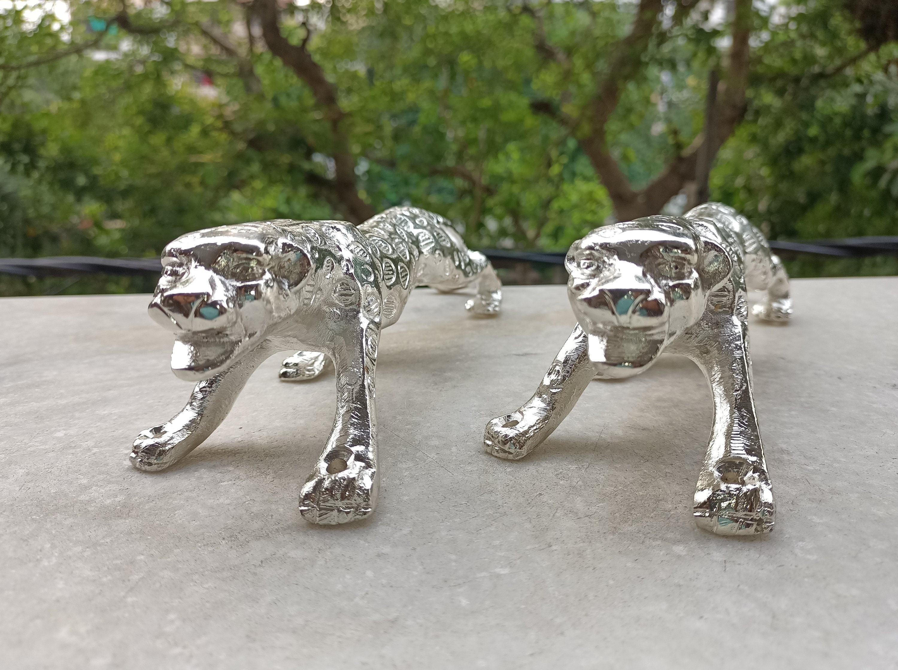 11 '' Zoll Silber Verchromter Messing Jaguar Form Türgriff Silber
