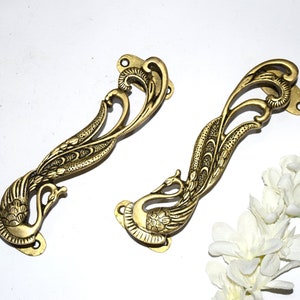 Good Looking Brass Peacock Handle Pair | 7&quot; Inches Peafowl Door Handle | Main Door Accessory