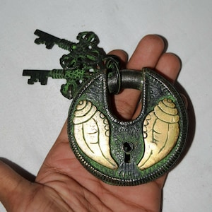 Conch Shell Engraved Religious Padlock | Brass Home Security Safety Door Lock