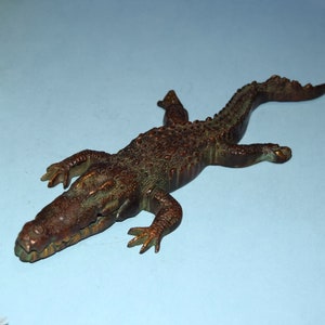 10&quot; American Crocodile Statue | Brass Table Showpiece Accessories | Wild Reptiles Paperweight