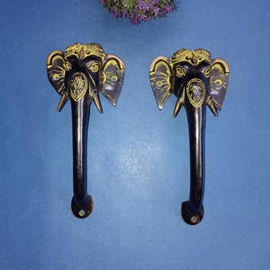 Manija de puerta de latón con cabeza de elefante de Ganesha / Temática del Señor hindú Ganapati