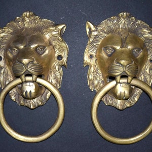 African Lion Door Knocker | Jungle Emperor Leo Face Door Bell | Set of 02 Pieces