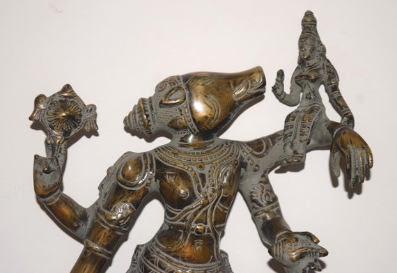 A Rare Bronze Statue of Surya the Sun God, Riding a Tiger - 18thC A Rare Bronze Statue of Surya the Sun God, Riding a Tiger - 18thC