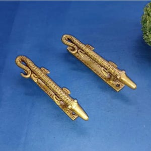Bastar Art Alligator Door Handle | Brass Lizard Cupboard Puller Set Hardware Decor KWB042