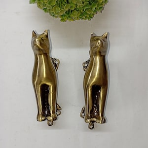 Juego de manijas para puerta principal con diseño de puma / Tirador de puerta con forma de gato de latón lacado / Decoración de interiores para el hogar OGL