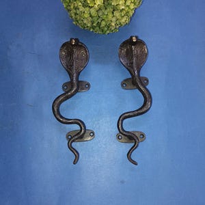 Black Cobra Snake Door Pull | Brass Handmade Door Handle Set 8.5&quot; Inches