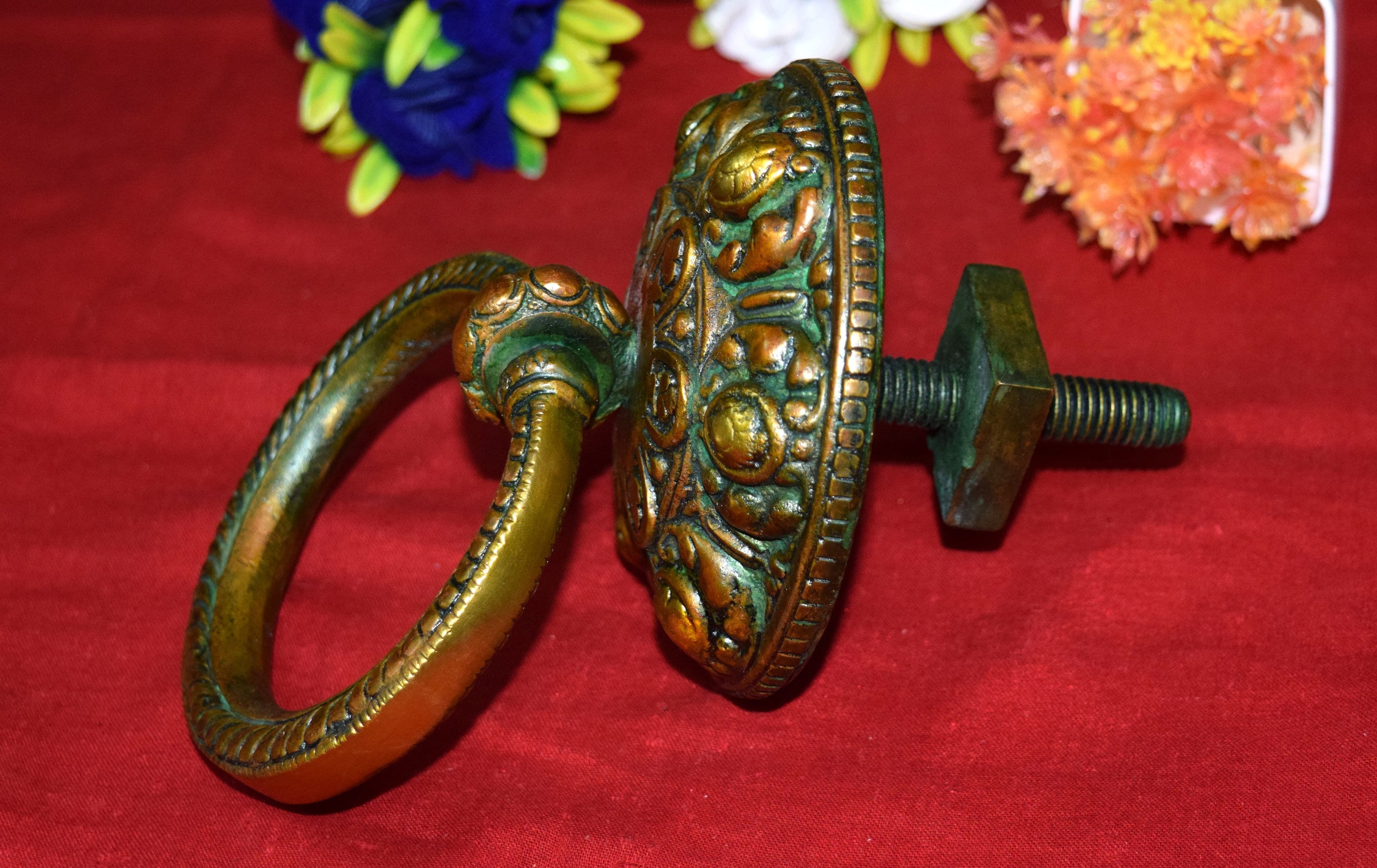 Brass Tibetan Buddhist Heavy Door Knocker Handicraft Front Doorbell Knocker WG11 