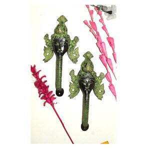 11&quot; Inches Hindu Goddess Door Pull | Brass Durga Devi Door Handle | Handicraft Falling Design