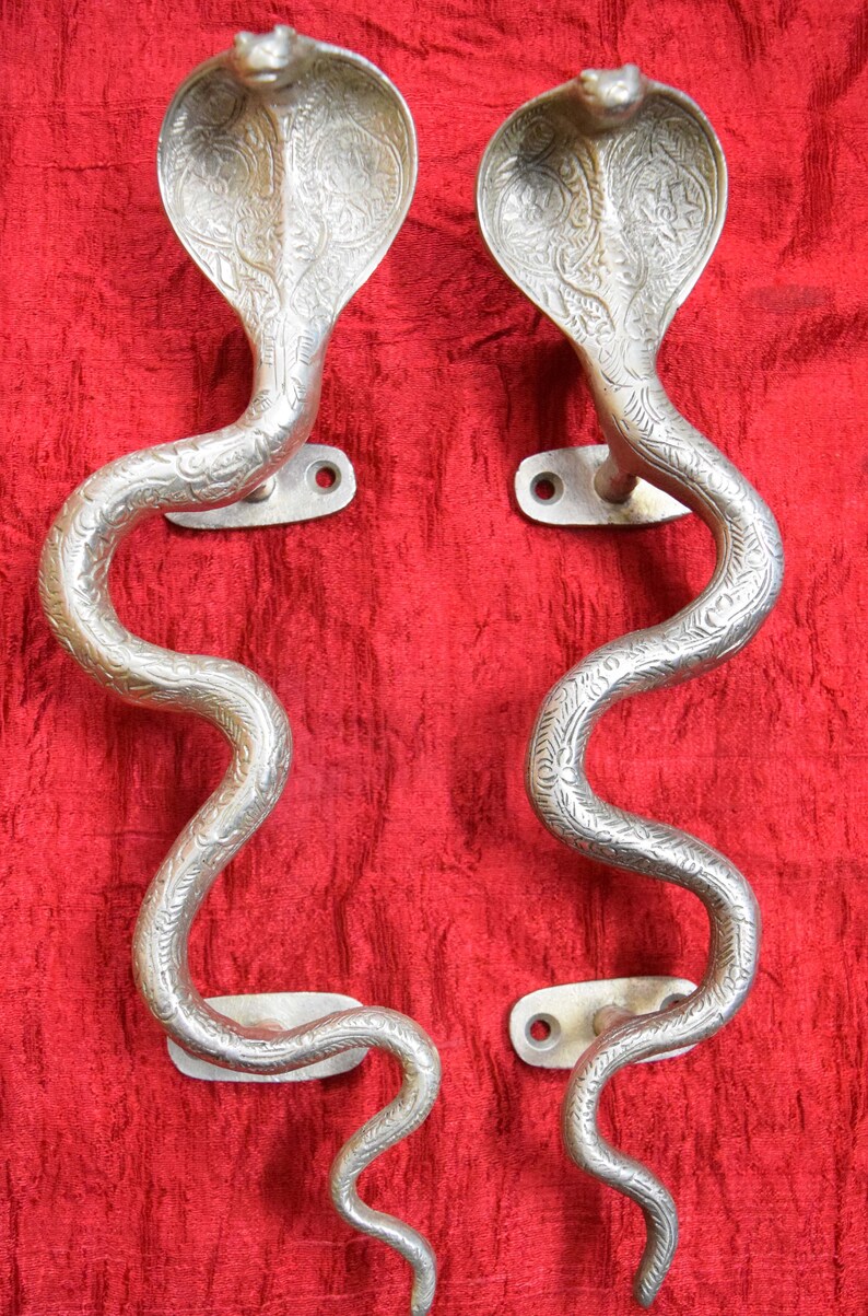 11.5 Inches Snake Door Handle Pair Brass Cobra Design Etsy