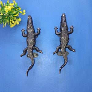 Alligator Door Handle | Brass Crocodile Door Pull | Monitor Lizard Theme Pull