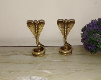 Set of 02 pieces | Cobra Snake Paperweight | Brass Viper Snake Table Décor