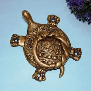 6&#39;&#39; Inches Tortoise Shape Doorbell | Heavy Pattern Brass Turtle Knocker | Beach Villa Home Gate Decoration