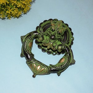 Ancient Creature Yali Knocker | Brass Sweet Home Doorbell | South Indian Theme | Door Accessories