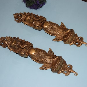 Handicraft Lord Ganesha Pull Set | Brass Majestic Temple Door Handle | Accentuate Finishing Vintage Style Door Grip