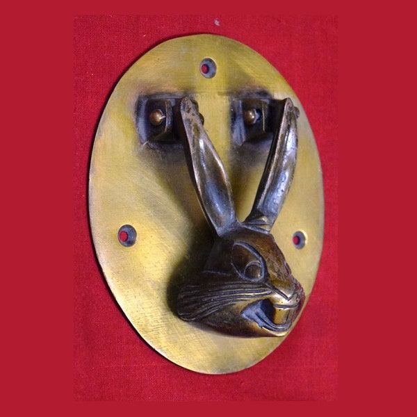 Brass Rabbit Face Front Doorbell Ring | Hare Bunny Victorian Style Knocker