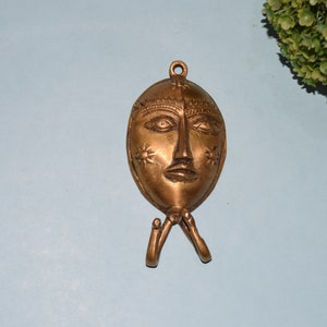 Tribal Woman Face Hook | 5&#39;&#39; Inches Double Wall Hook | Brass Wall Hanging Decoration