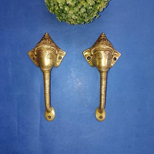 Ganesha Door Handle Pair | Brass Religious God Trunk Pull