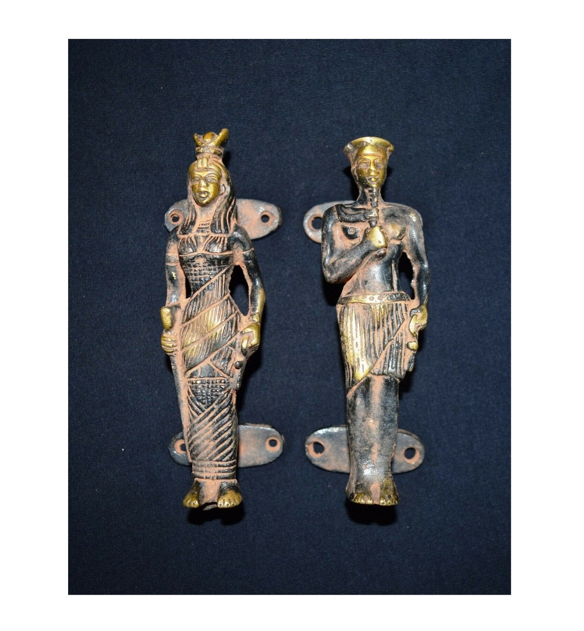 Egyptian Door Handle Brass King Queen Figurine Door Pull Etsy