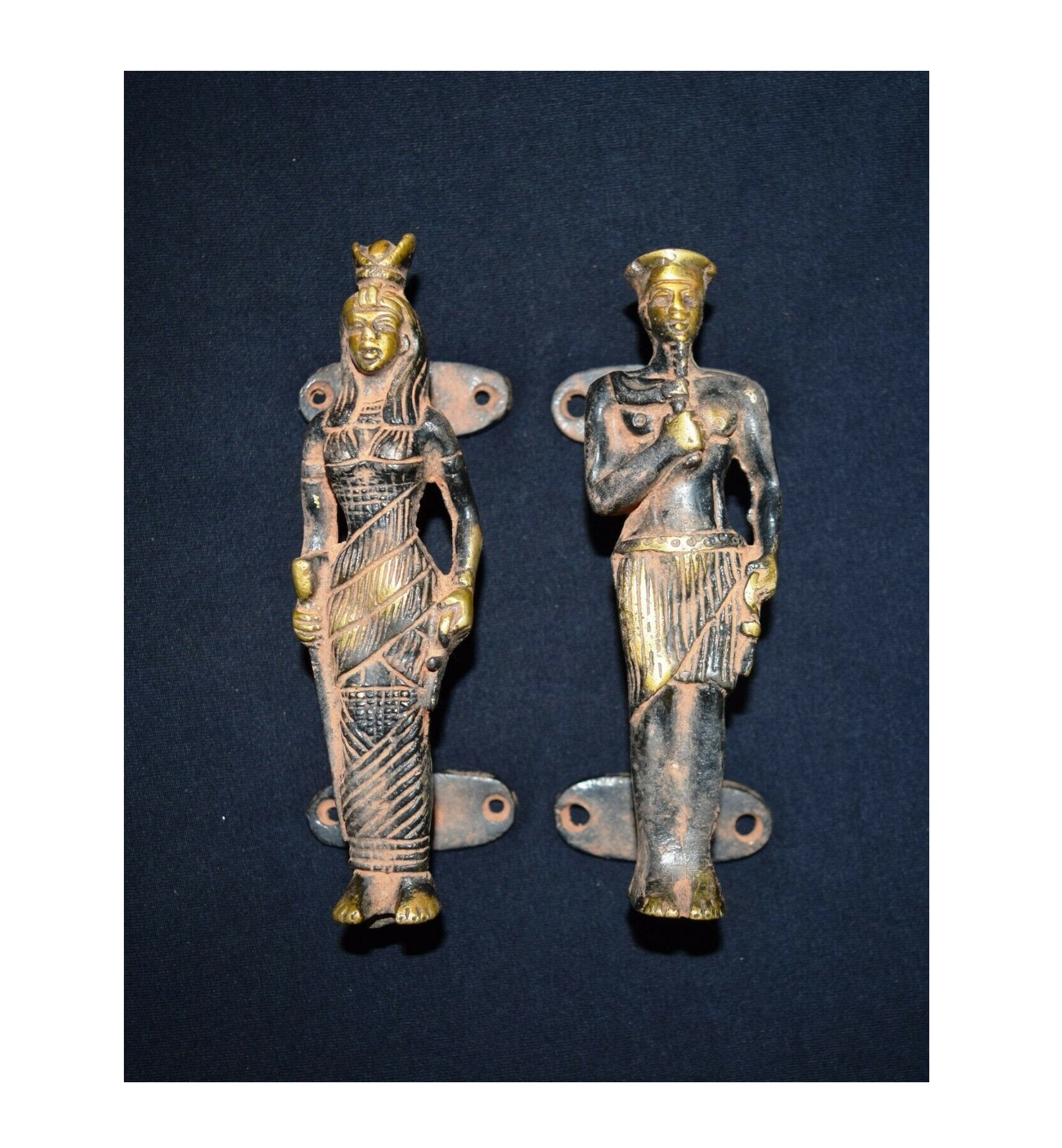Egyptian Door Handle Brass King Queen Figurine Door Pull Etsy