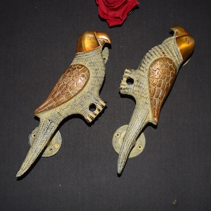 Male Female Parrot Figure Door Pull 9&#39;&#39; Inches | Loving Parakeet Door Handle Luxurious Hardware | Total Weight- 700+600 = 1300 Grams Approx.