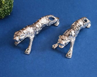 11'' Inches Silver Chrome Plated Brass Jaguar Shape Door Pull | Brass Tiger Door Handle Pair OGL