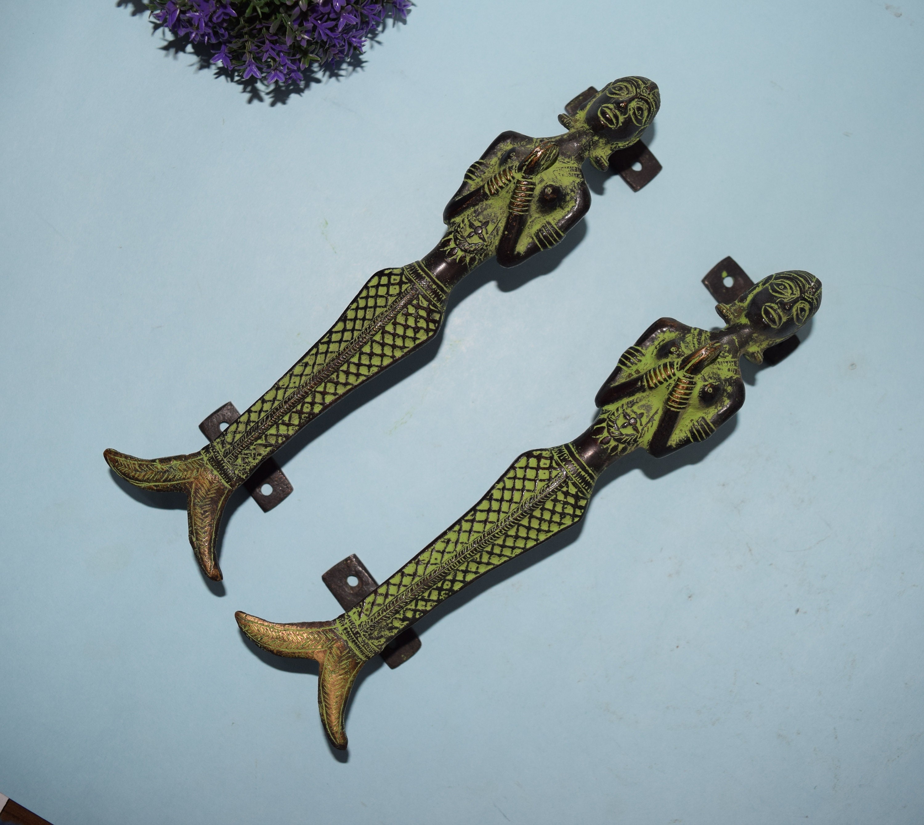 Entrance Door Handle Made of Brass Mermaid Shape Door Pull Etsy