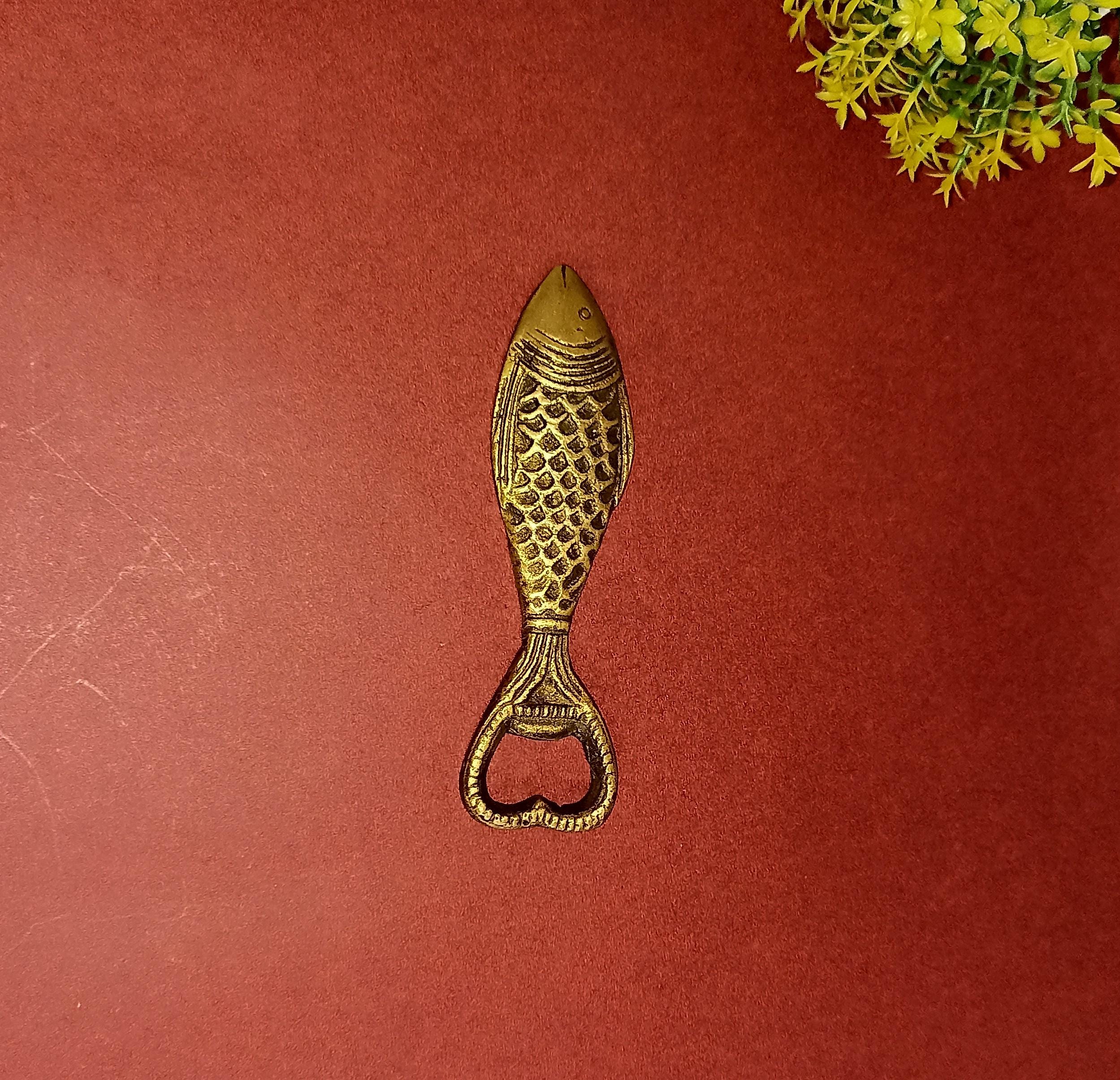 NKlaus Apribottiglie Marino Cavalluccio Marino In Ottone Dorato - 12x6.5x1 Cm, 180g - Solido E Decorativo 11563