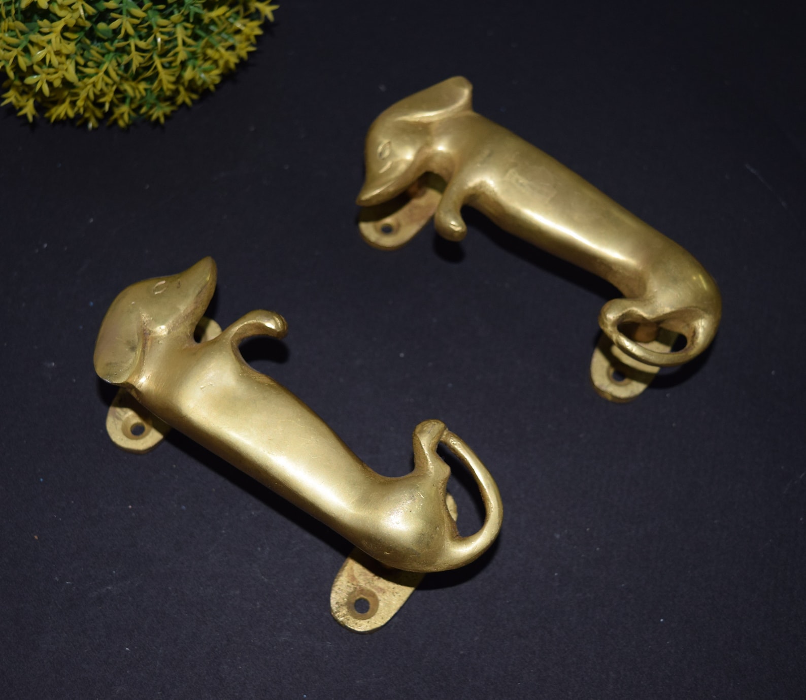 Dachshund Dog Door Handle Pair Brass Door Accessories Pet Etsy