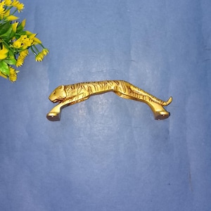 Mosiężna klamka do drzwi w kształcie tygrysa bengalskiego | Uchwyt do drzwi w kształcie kota Jaguara wykonany ręcznie