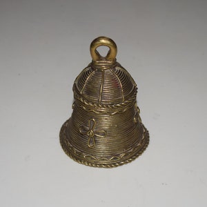 Hanging Bell In Dhokra Art With Flower Design | Brasswork Metal Casting Handbell Without Handle | Weight- 315 Grams Approx.
