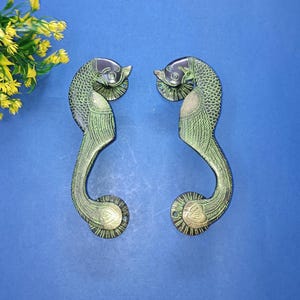 Scarlet Peafowl Figure Door Handle Pair | Brass Loving Bird Peacock Theme Door Pull