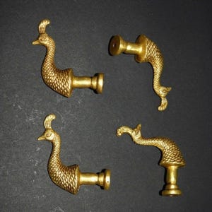 Goldenes Pfau Schubladenknäufe Set 04 Stück | Messing Metall Vogel Form Schrank Schrank Puller
