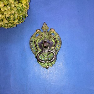 Antique Style Bird Gate House Bell | Twin Peacock Ornate Design Knocker | Handmade Brass Decorative Furnish