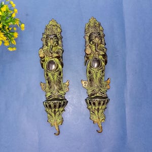 14'' Inches Elephant God Shape Door Handle Pair | Brass Royal Look Vintage Style Pull OGL