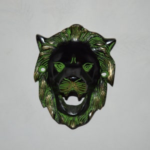 Decorazione da parete con leone arrabbiato / Decorazione da parete con faccia di orso in ottone / Decorazione per porta