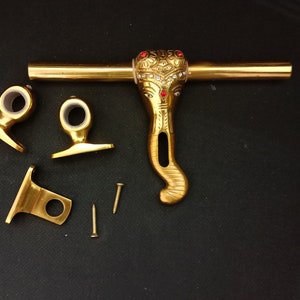 Elephant Face Design Door Latch Pull | Brass Animal Design Door Sliding Latch Lock | Home and Office Door Decor