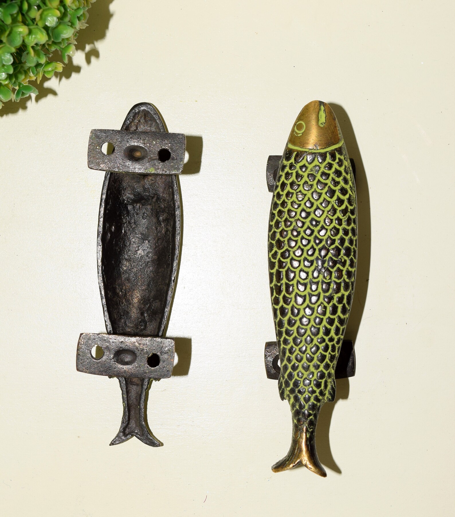 Nautical Fish Door Handle Pair Brass Door Accessories Made Etsy