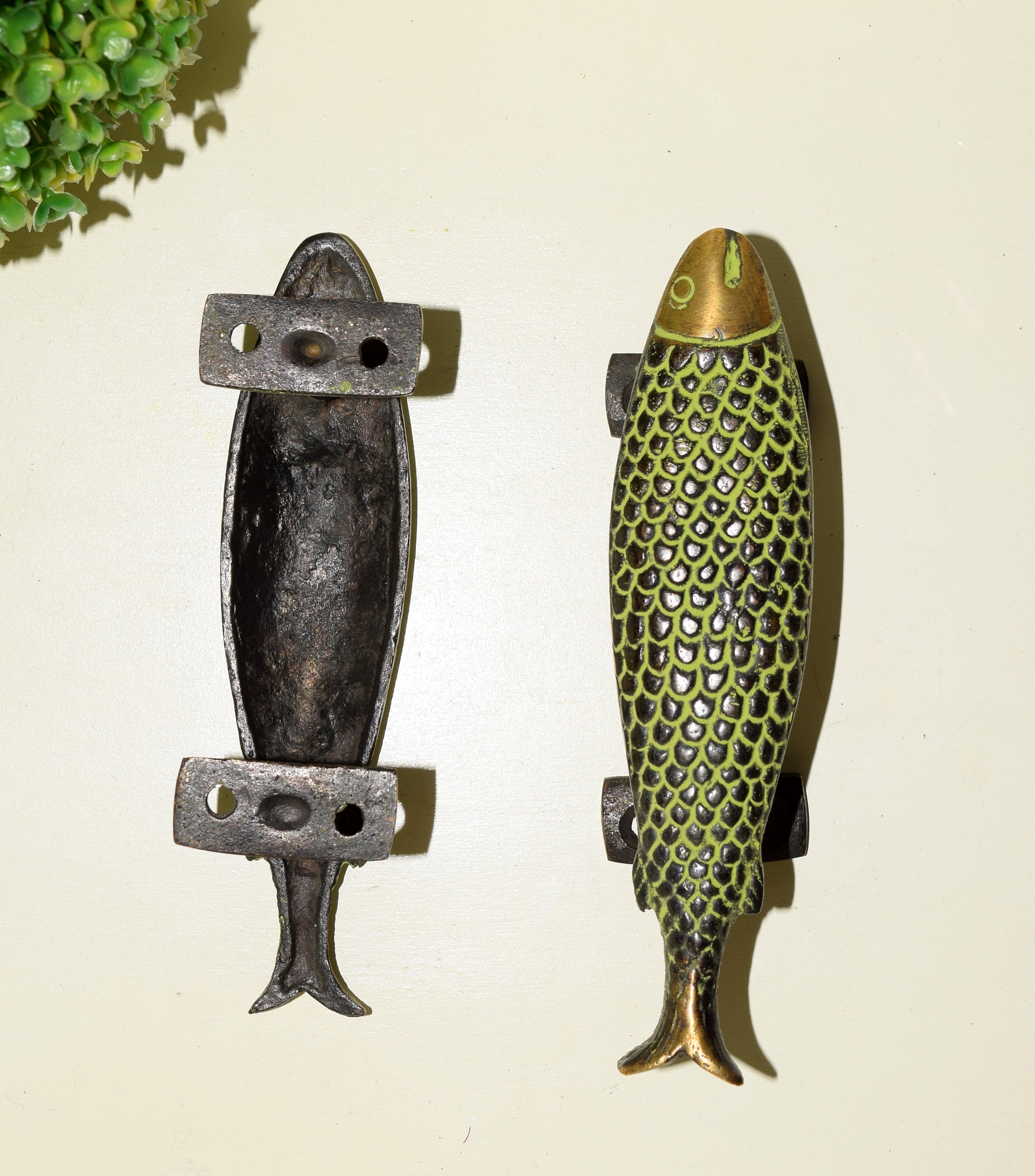 Fish Door Handle Pair | Brass Gateway Door Hardware - Etsy