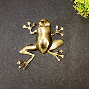 Funny Frog Front Door Bell | Lacquered Brass Toad Bullfrog Design Cottage Door Hardware Decor
