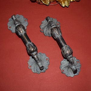 7'' Inches Daisy Flower Design Door Handle Pull Set | Brass Sunflower Base Living Room Door Hardware KWB